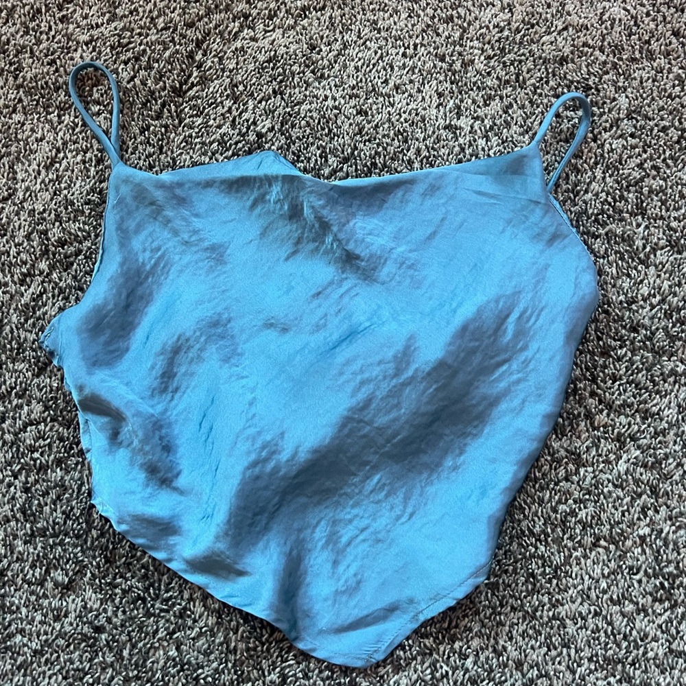 Blue Satin Camisole Top